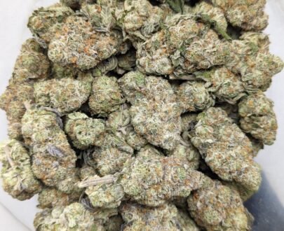 Close-up of Zkittlez cannabis strain buds with vibrant colors and frosty trichomes