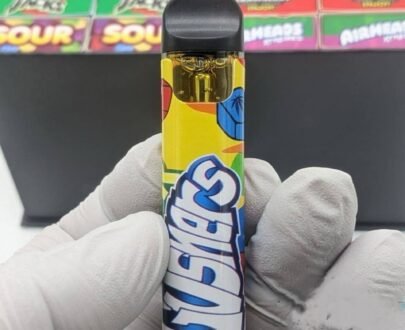 Norder Sour Gushers 2g live resin disposable vape pen with sleek design and vibrant packaging